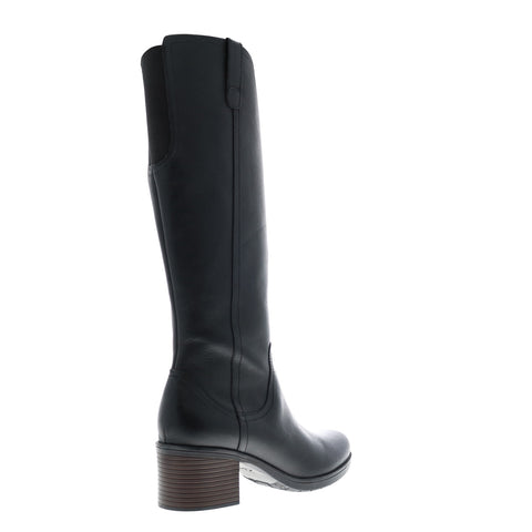 Clarks Hollis Moon WS 26146919 Womens Black Leather Slip On Knee High Boots