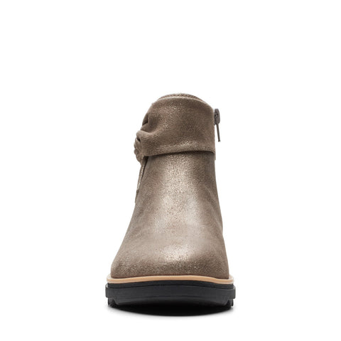 Clarks Sharon Salon 26147367 Womens Gray Leather Slip On Ankle & Booties Boots
