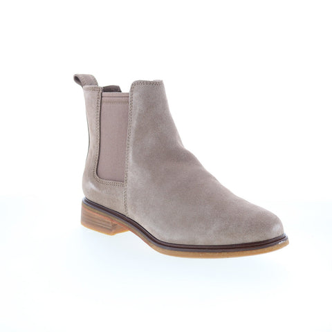 Clarks Clarkdale Arlo 26151331 Womens Gray Wide Suede Slip On Chelsea Boots