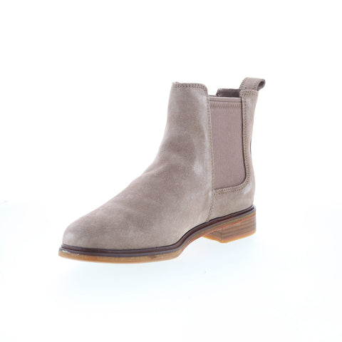 Clarks Clarkdale Arlo 26151331 Womens Gray Wide Suede Slip On Chelsea Boots