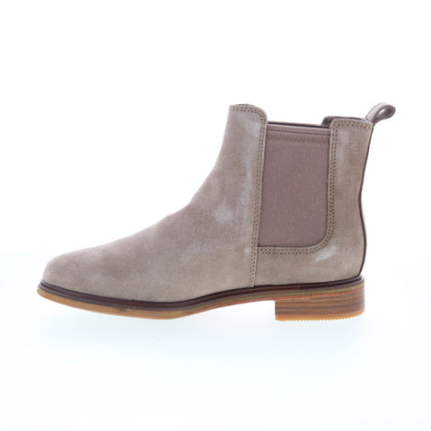 Clarks Clarkdale Arlo 26151331 Womens Gray Wide Suede Slip On Chelsea Boots