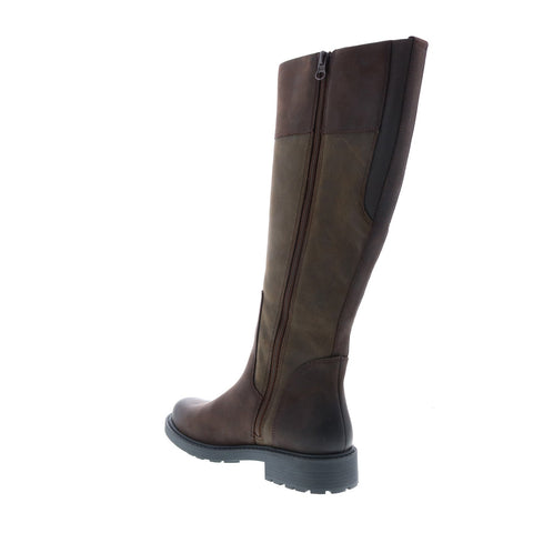 Clarks Orinoco2 Hi 26151685 Womens Brown Leather Slip On Knee High Boots