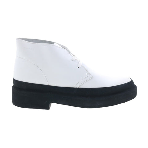 Clarks Desert Galosh 26156082 Mens White Leather Lace Up Chukkas Boots