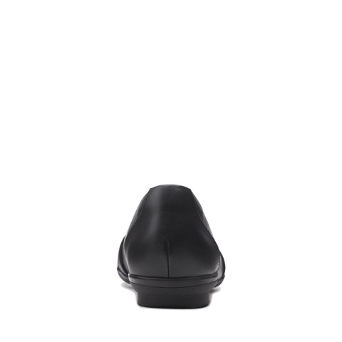 Clarks Sara Clover 26157698 Womens Black Wide Leather Ballet Flats Shoes