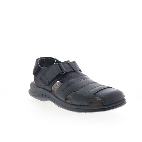 Clarks Hapsford Cove 26158014 Mens Black Leather Strap Sport Sandals Shoes 