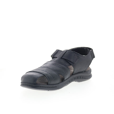 Clarks Hapsford Cove 26158014 Mens Black Leather Strap Sport Sandals Shoes 