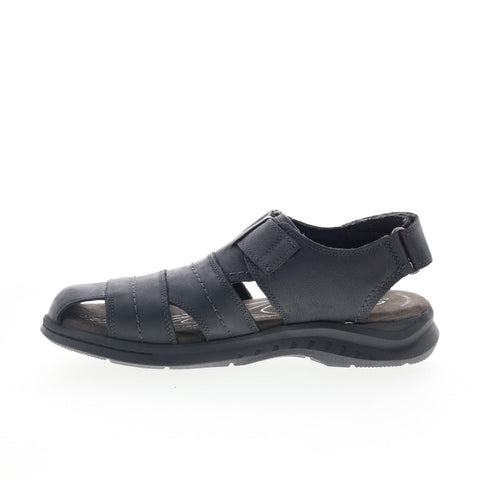 Clarks Hapsford Cove 26158014 Mens Black Leather Strap Sport Sandals Shoes 