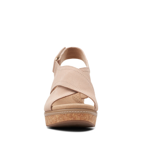 Clarks Giselle Cove 26158200 Womens Brown Suede Strap Wedges Sandals Shoes