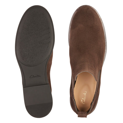 Clarks Memi Top 26161634 Womens Brown Suede Slip On Chelsea Boots