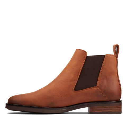Clarks Memi Top 26161643 Womens Brown Leather Slip On Chelsea Boots