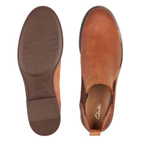 Clarks Memi Top 26161643 Womens Brown Leather Slip On Chelsea Boots