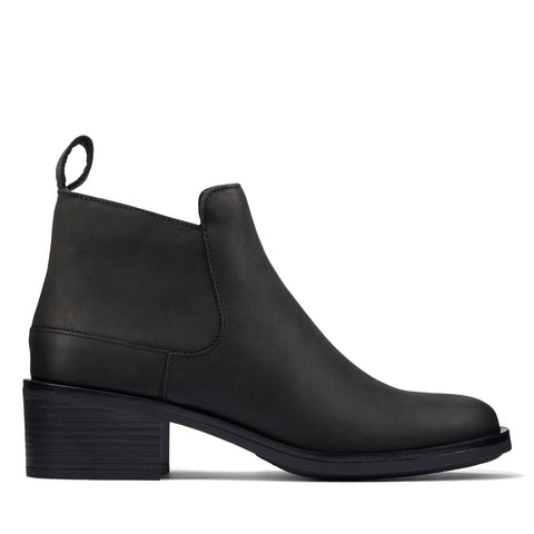 Clarks Memi Zip 26161654 Womens Black Leather Zipper Ankle & Booties Boots