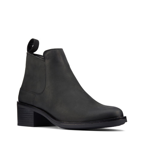 Clarks Memi Zip 26161654 Womens Black Leather Zipper Ankle & Booties Boots