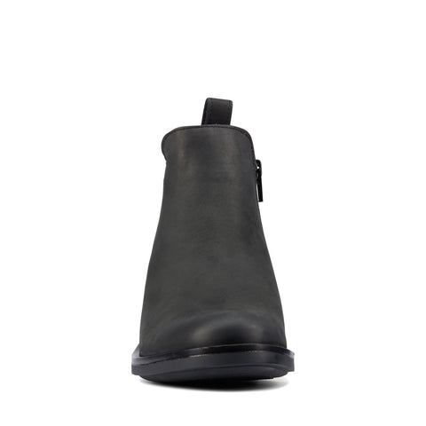 Clarks Memi Zip 26161654 Womens Black Leather Zipper Ankle & Booties Boots