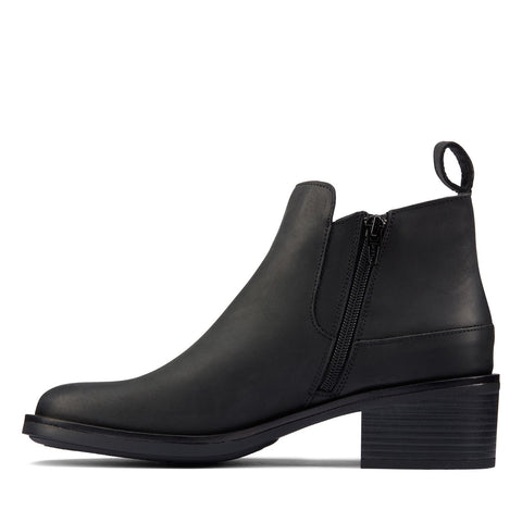 Clarks Memi Zip 26161654 Womens Black Leather Zipper Ankle & Booties Boots