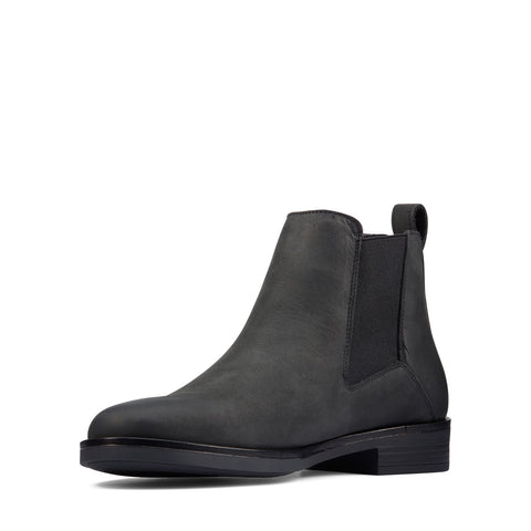 Clarks Memi Top 26161662 Womens Black Leather Slip On Chelsea Boots