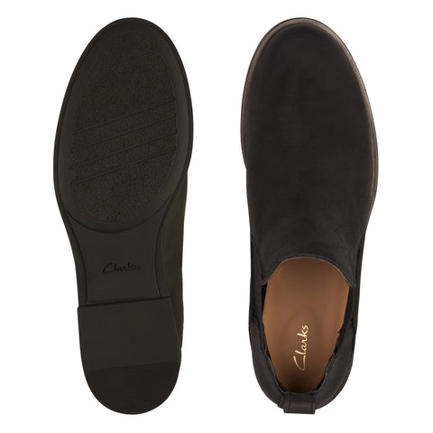 Clarks Memi Top 26161662 Womens Black Leather Slip On Chelsea Boots
