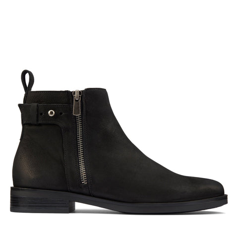 Clarks Memi LO 26162170 Womens Black Nubuck Zipper Ankle & Booties Boots