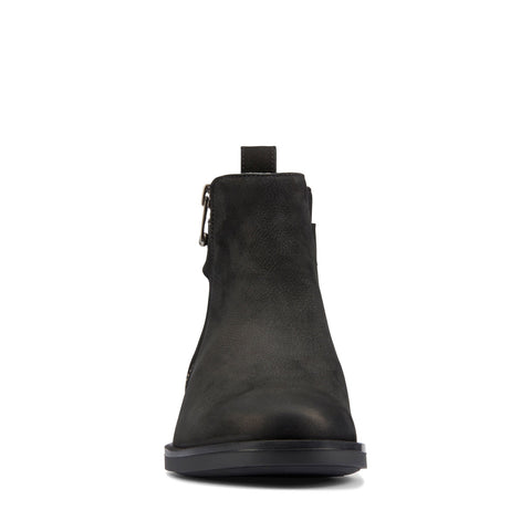 Clarks Memi LO 26162170 Womens Black Nubuck Zipper Ankle & Booties Boots