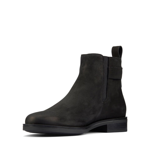 Clarks Memi LO 26162170 Womens Black Nubuck Zipper Ankle & Booties Boots