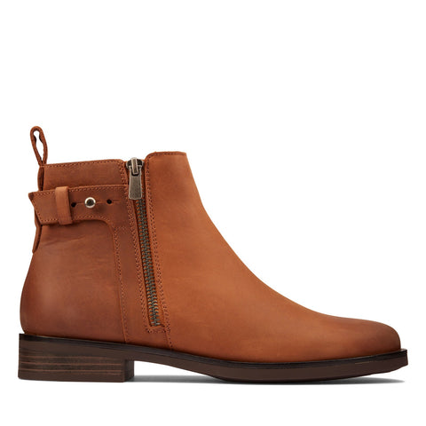 Clarks Memi LO 26162239 Womens Brown Leather Zipper Ankle & Booties Boots