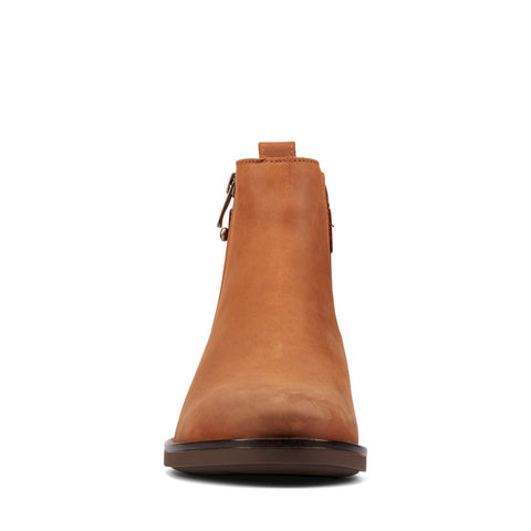 Clarks Memi LO 26162239 Womens Brown Leather Zipper Ankle & Booties Boots