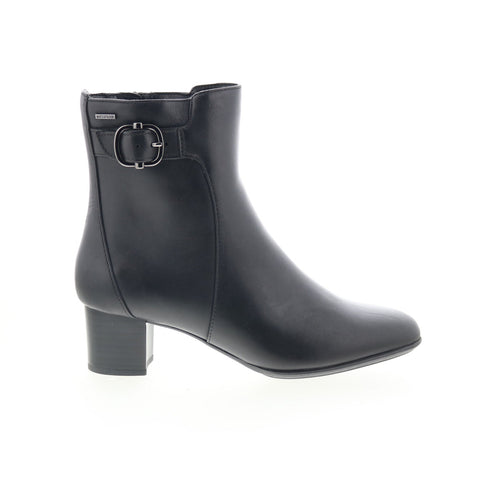 Clarks Linnae Up 26163767 Womens Black Leather Zipper Ankle & Booties Boots