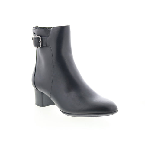 Clarks Linnae Up 26163767 Womens Black Leather Zipper Ankle & Booties Boots
