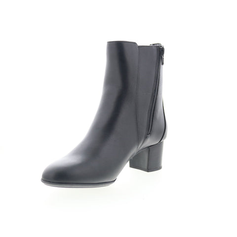 Clarks Linnae Up 26163767 Womens Black Leather Zipper Ankle & Booties Boots