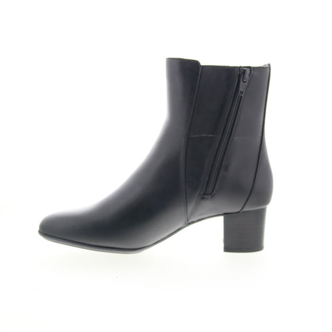 Clarks Linnae Up 26163767 Womens Black Leather Zipper Ankle & Booties Boots