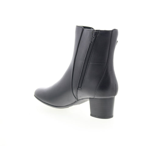 Clarks Linnae Up 26163767 Womens Black Leather Zipper Ankle & Booties Boots