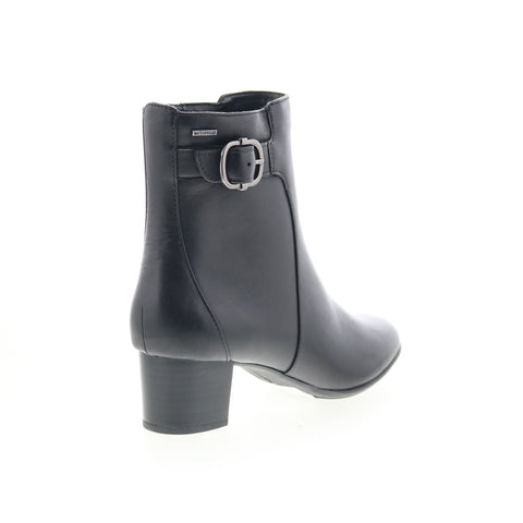 Clarks Linnae Up 26163767 Womens Black Leather Zipper Ankle & Booties Boots