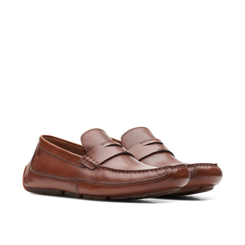 Clarks Markman Way 26163881 Mens Brown Wide Loafers & Slip Ons Penny Shoes