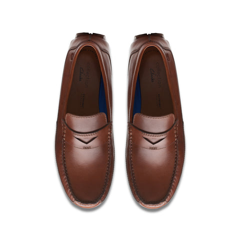 Clarks Markman Way 26163881 Mens Brown Wide Loafers & Slip Ons Penny Shoes