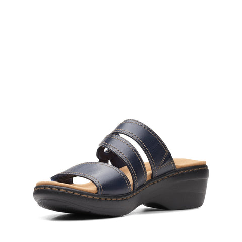 Clarks Merliah Coral 26164956 Womens Blue Leather Heeled Sandals Shoes