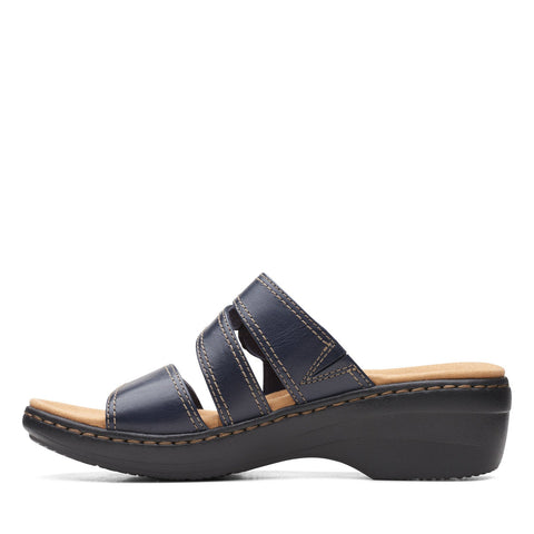 Clarks Merliah Coral 26164956 Womens Blue Leather Heeled Sandals Shoes