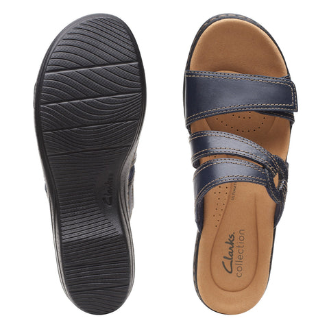 Clarks Merliah Coral 26164956 Womens Blue Leather Heeled Sandals Shoes