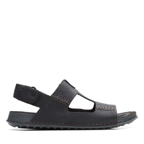 Clarks Crestview Bay 26165191 Mens Black Leather Strap Sport Sandals Shoes 