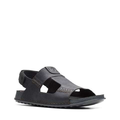 Clarks Crestview Bay 26165191 Mens Black Leather Strap Sport Sandals Shoes 