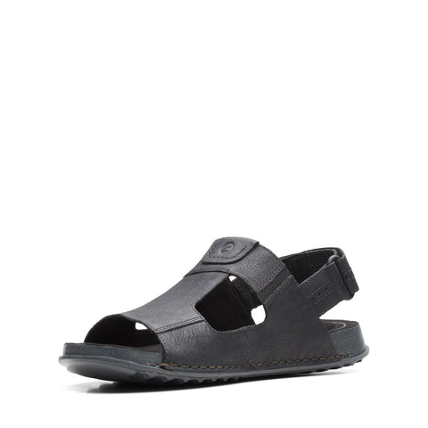 Clarks Crestview Bay 26165191 Mens Black Leather Strap Sport Sandals Shoes 