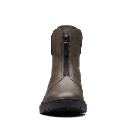 Clarks Calla Zip 26167345 Womens Green Zipper Leather Casual Boots