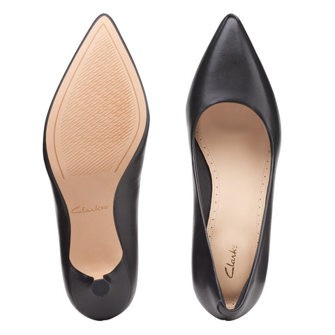 Clarks VViolet 55 Rae 26167443 Womens Black Leather Pumps Heels Shoes