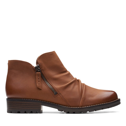 Clarks Clarkwell Zip 26167471 Womens Brown Leather Ankle & Booties Boots
