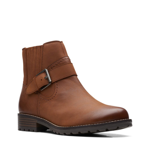 Clarks Clarkwell Strap 26167536 Womens Brown Leather Casual Dress Boots