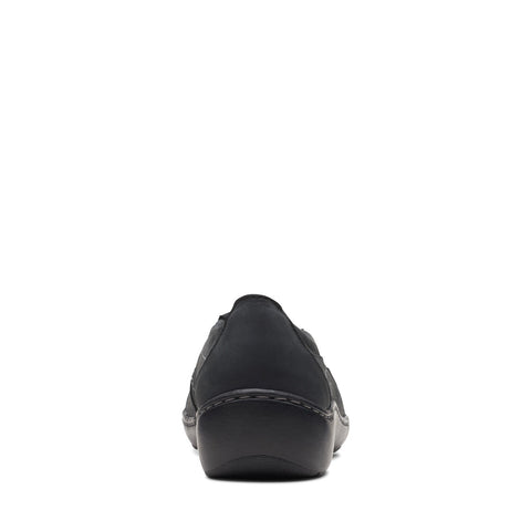 Clarks Cora Edge 26167552 Womens Black Leather Slip On Loafer Flats Shoes