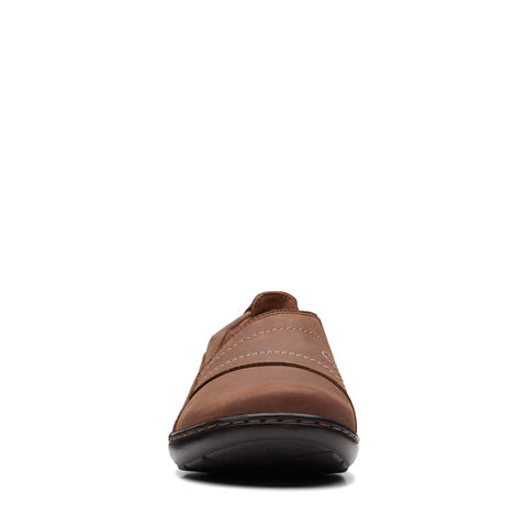 Clarks Cora Edge 26167554 Womens Brown Leather Slip On Loafer Flats Shoes