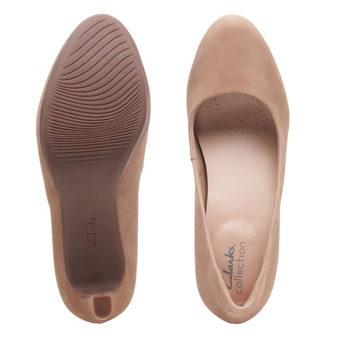 Clarks Ambyr Joy 26167637 Womens Brown Suede Slip On Pumps Heels Shoes