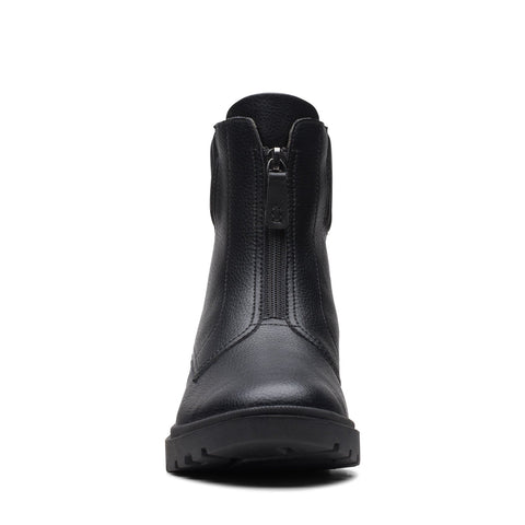 Clarks Calla Zip 26167695 Womens Black Leather Zipper Casual Dress Boots