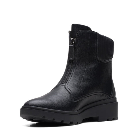 Clarks Calla Zip 26167695 Womens Black Leather Zipper Casual Dress Boots