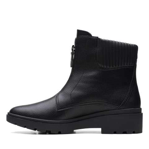 Clarks Calla Zip 26167695 Womens Black Leather Zipper Casual Dress Boots